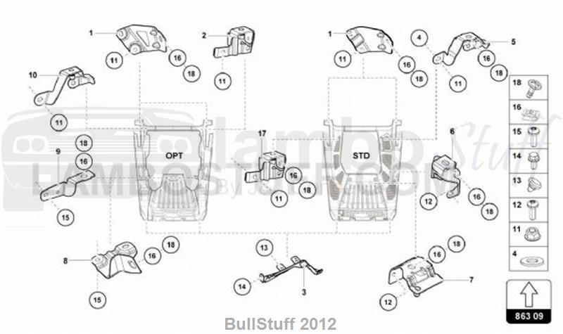 2016 Lamborghini HURACAN ZHONG 600-4 COUPE USA SECURING PARTS FOR ENGINE (863.09.00)